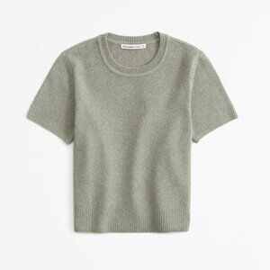 A&F Crew Sweater Tee - Frosty Olive M